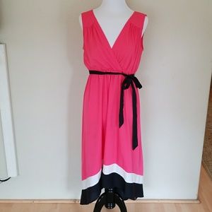 Motherhood pink with high/low hem maternity dress